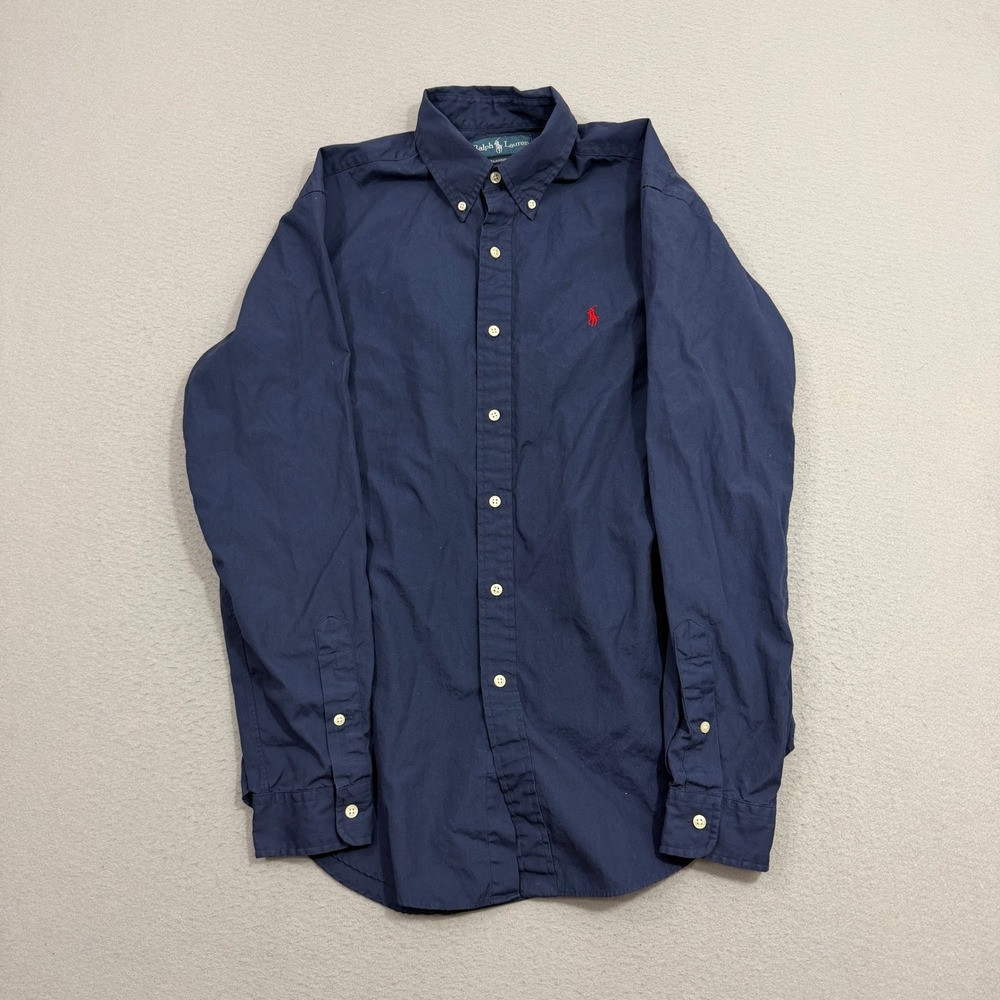 Polo Ralph Lauren Shirt Medium Blue Classic Fit Button Down Long Sleeve Pony